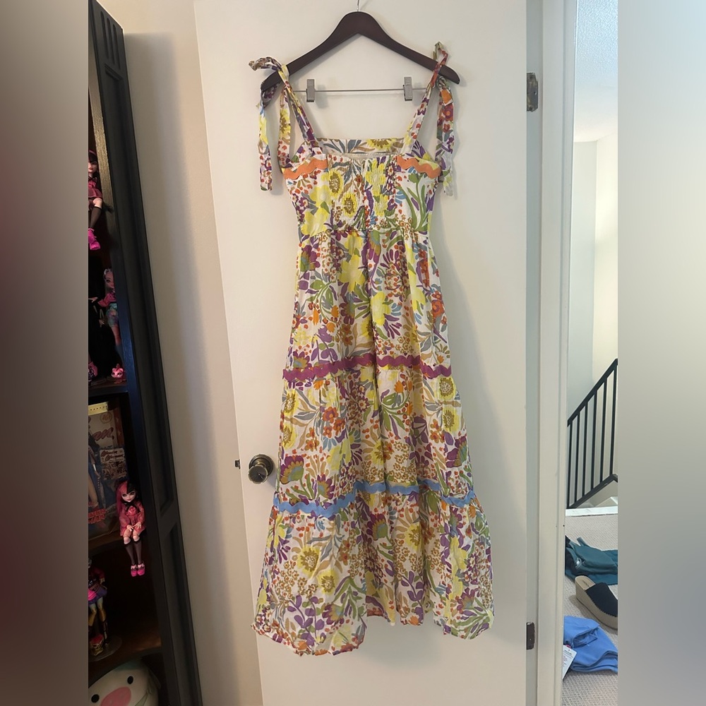 FATE Twill Tie Shoulder Floral Maxi Dress Womens Size Small - Picture 5 of 6